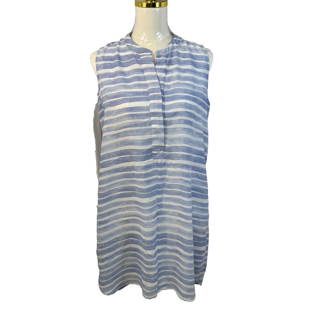 Vince Camuto Womens‎ Dress Blue Stripe Small Tunic Dress Hi Low Beach Resort
